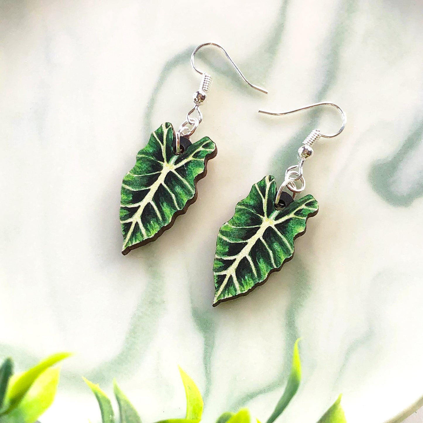 Bright Alocasia Amazonica Earrings